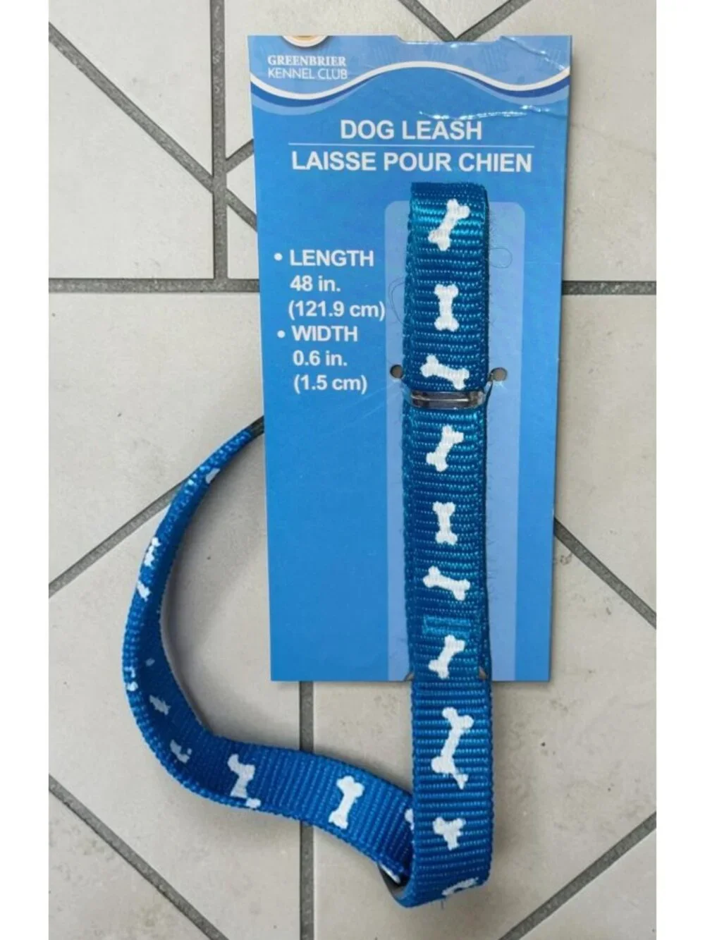Greenbrier Kennel Club Dog Leash Blue With Bone Pattern